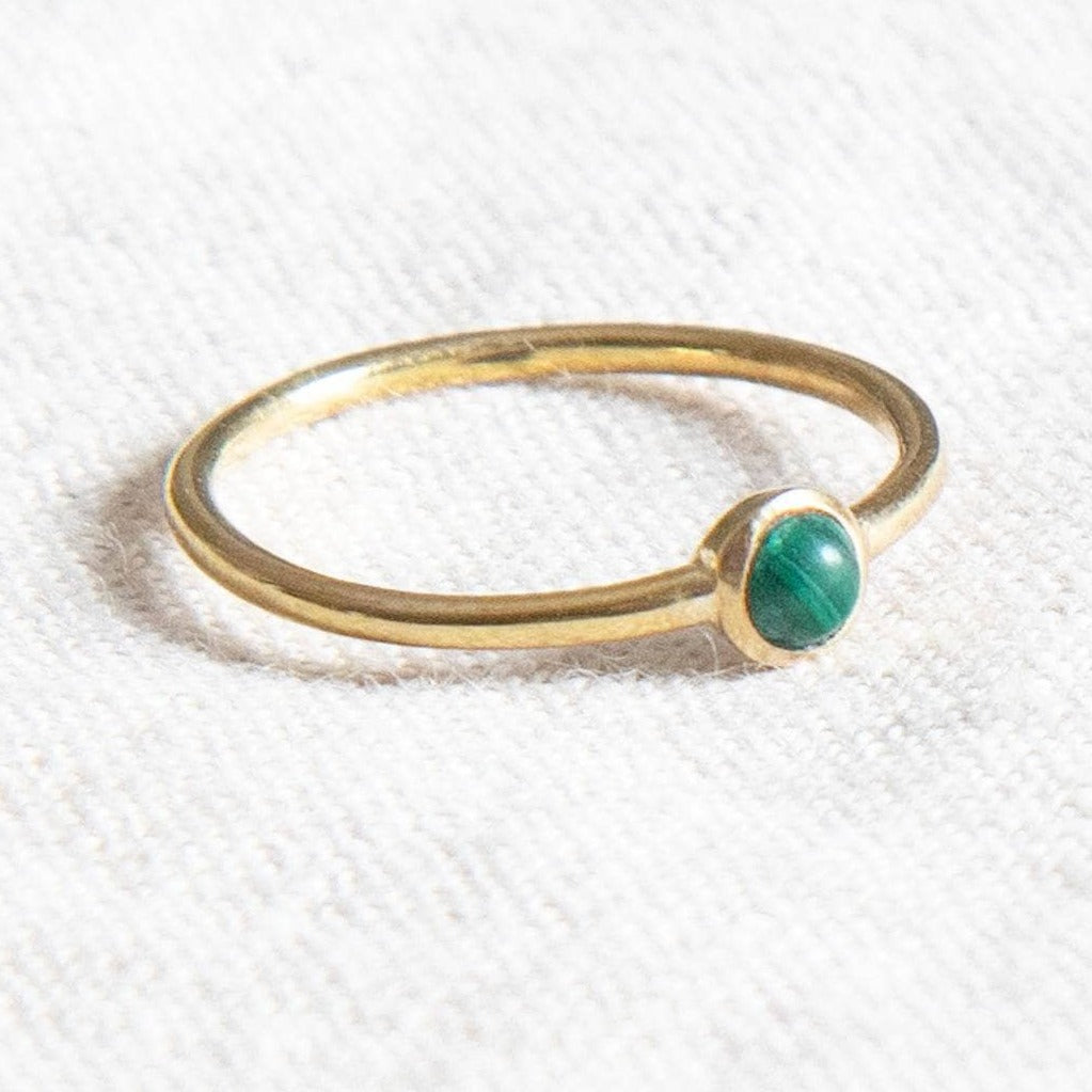 Genuine Malachite Silver, Gold or Rose Gold Ring