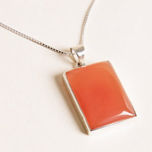 Carnelian Square Pendant Necklace