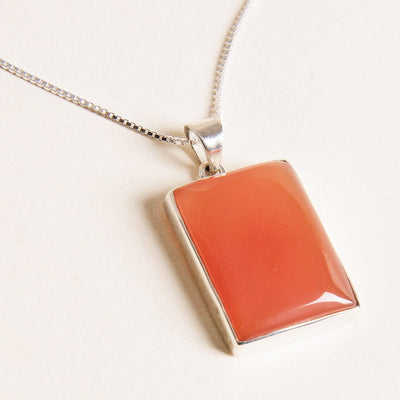 Carnelian Square Pendant Necklace