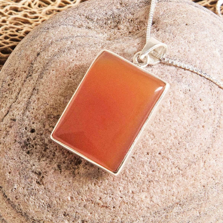 Carnelian Square Pendant Necklace