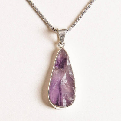Genuine Raw Amethyst Teardrop Necklace - Limited Edition