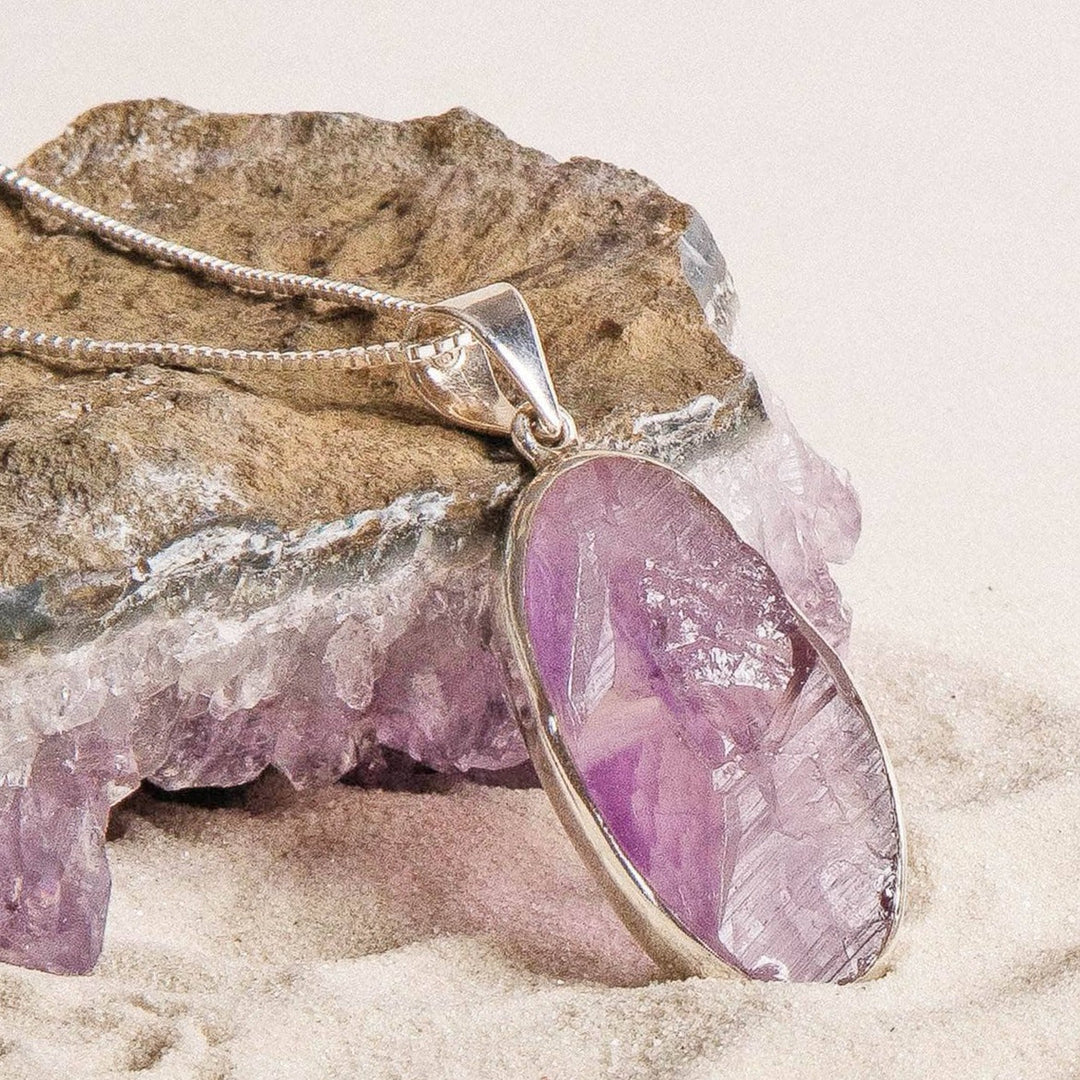 Large Raw Amethyst Gemstone Pendant