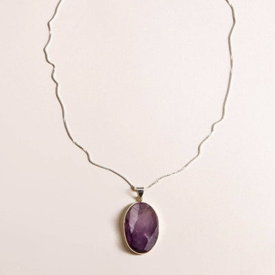 Large Raw Amethyst Gemstone Pendant