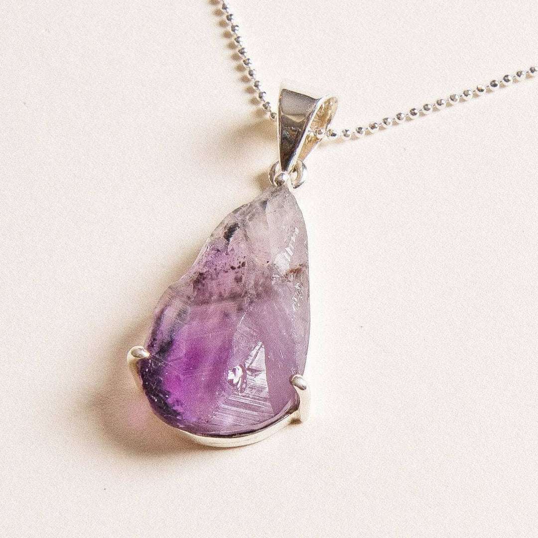 Raw Amethyst Teardrop Gemstone Pendant