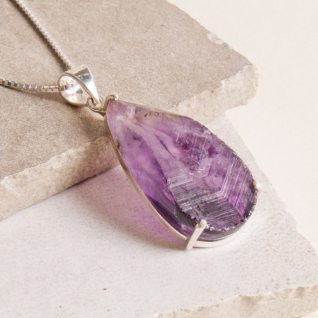 Raw Amethyst Teardrop Gemstone Pendant