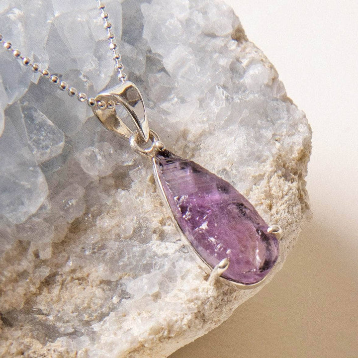 Raw Amethyst Teardrop Gemstone Pendant