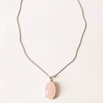 Rose Quartz Silver Pendant Necklace
