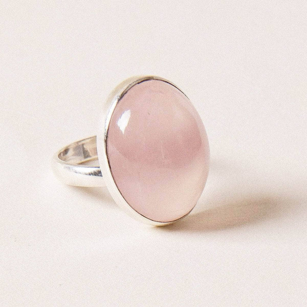 Rose Quartz Oval Gemstone Ring