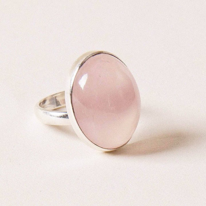 Rose Quartz Oval Gemstone Ring