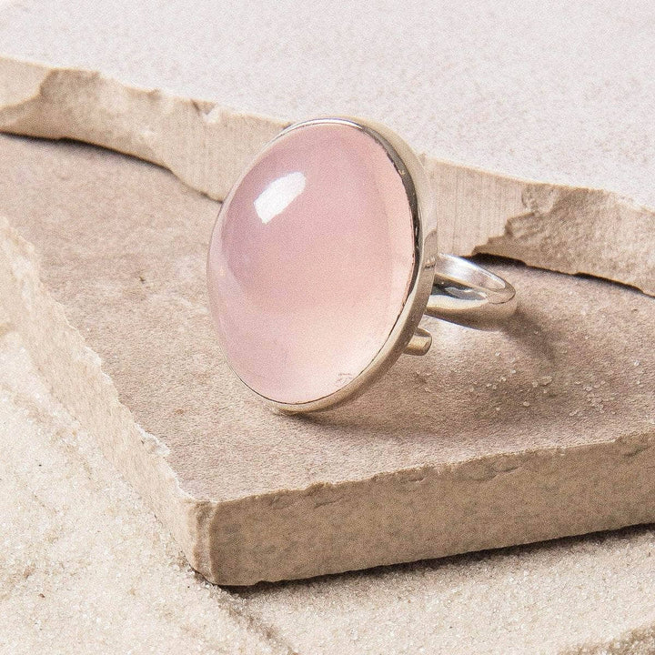 Rose Quartz Oval Gemstone Ring