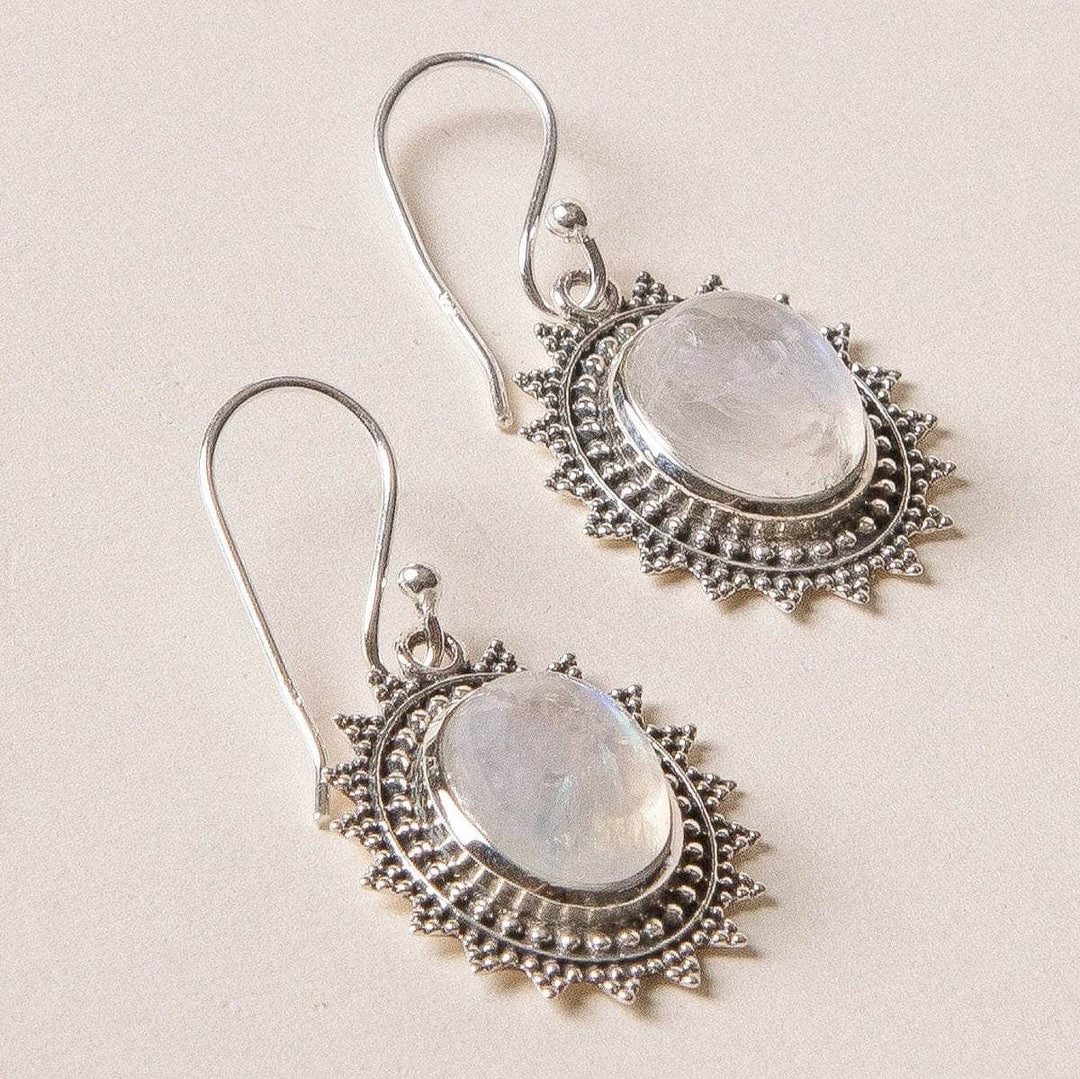 Rainbow Moonstone Filigree Earrings