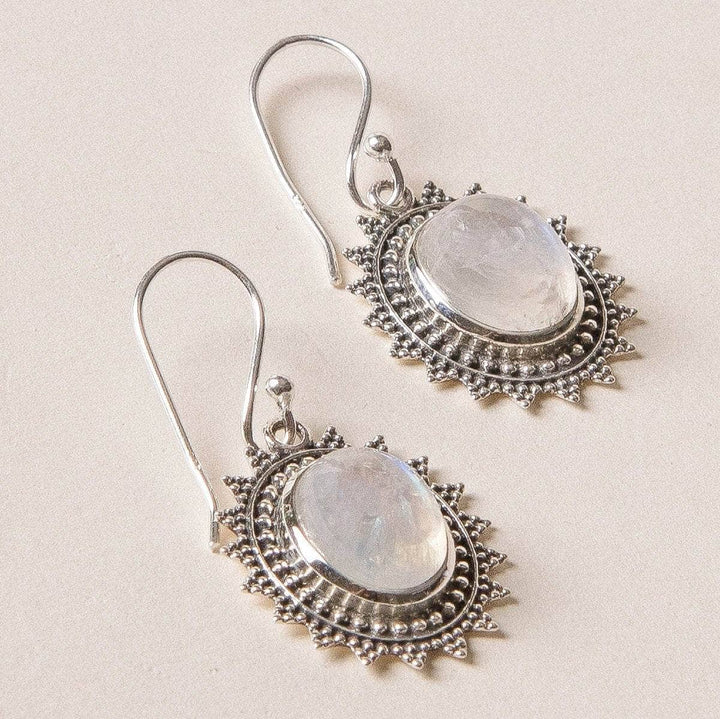 Rainbow Moonstone Filigree Earrings