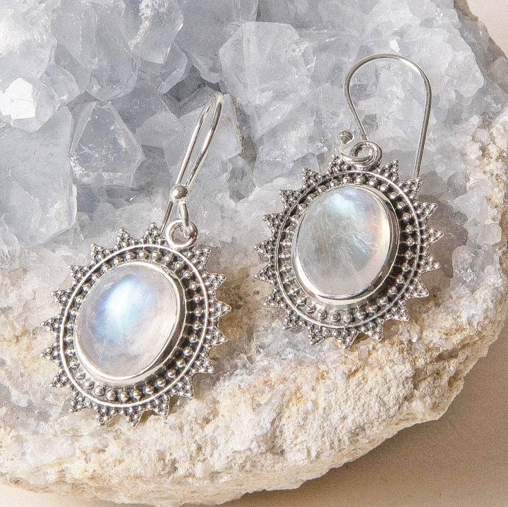 Rainbow Moonstone Filigree Earrings