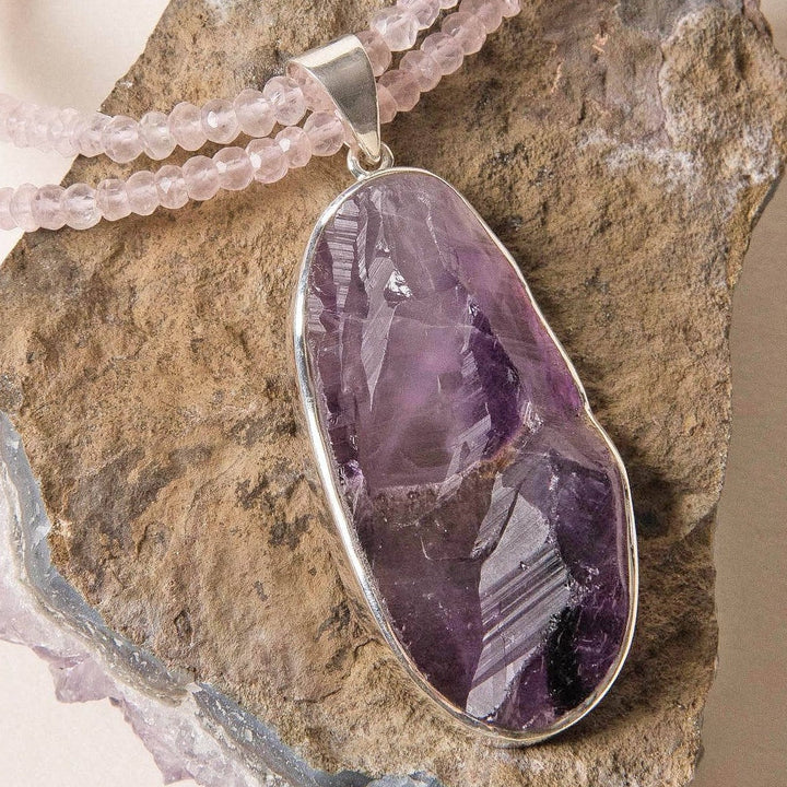 Raw Amethyst Beaded Rose Quartz Necklace - Limited Edition