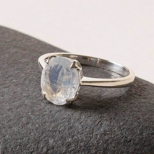 Oval Rainbow Moonstone Ring