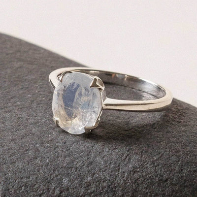 Oval Rainbow Moonstone Ring