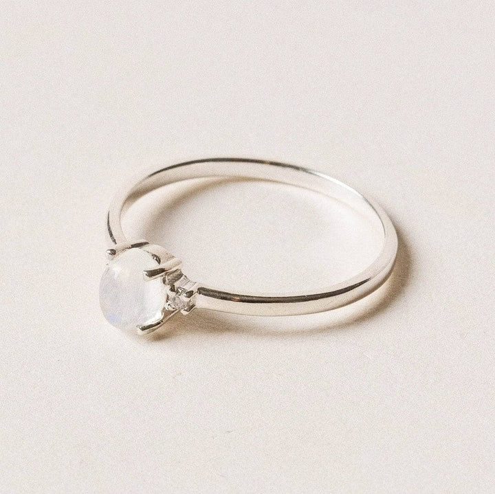 Petite Oval Rainbow Moonstone Ring