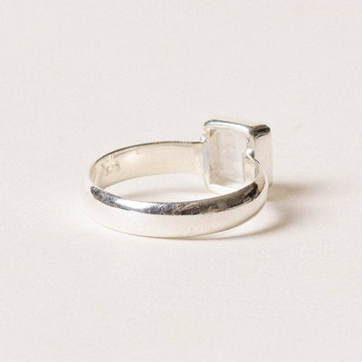 Square Cut Rainbow Moonstone Ring