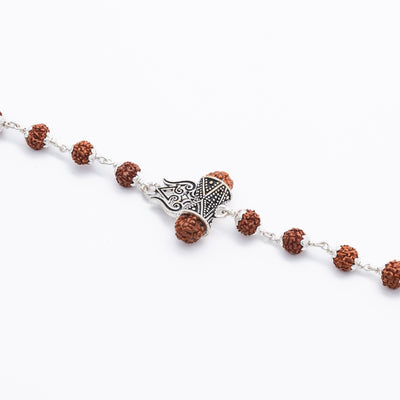 Rudraksha Silver Trishul Damru Bracelet