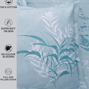 220 TC 100% Cotton Single Printed Bedsheet for Double Bed with 2 Pillow Covers ( Double / Single / King Size Bedsheet)  - Summer Bloom Blue