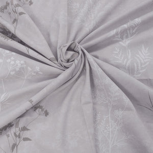 220 TC 100% Cotton Single Printed Bedsheet Pillow Covers - Summer Bloom Grey