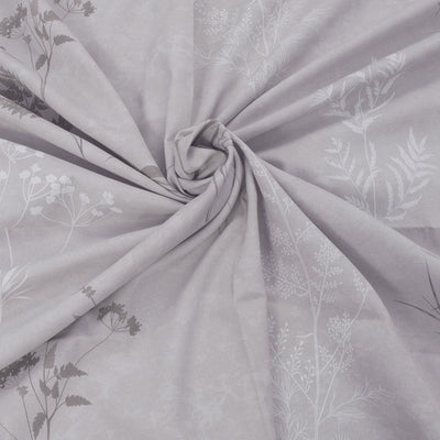 220 TC 100% Cotton Single Printed Bedsheet Pillow Covers - Summer Bloom Grey
