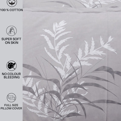 Fitted King Size Cotton Bedsheet - Summer Bloom Grey