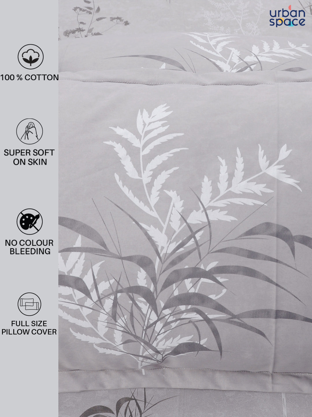 Fitted King Size Cotton Bedsheet - Summer Bloom Grey