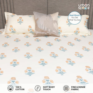 Fitted King Size Cotton Bedsheet - Sunflower - Yellow