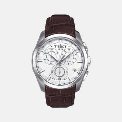 Couturier Men Quartz Silver Dial Chronograph Leather Watch T0356171603100