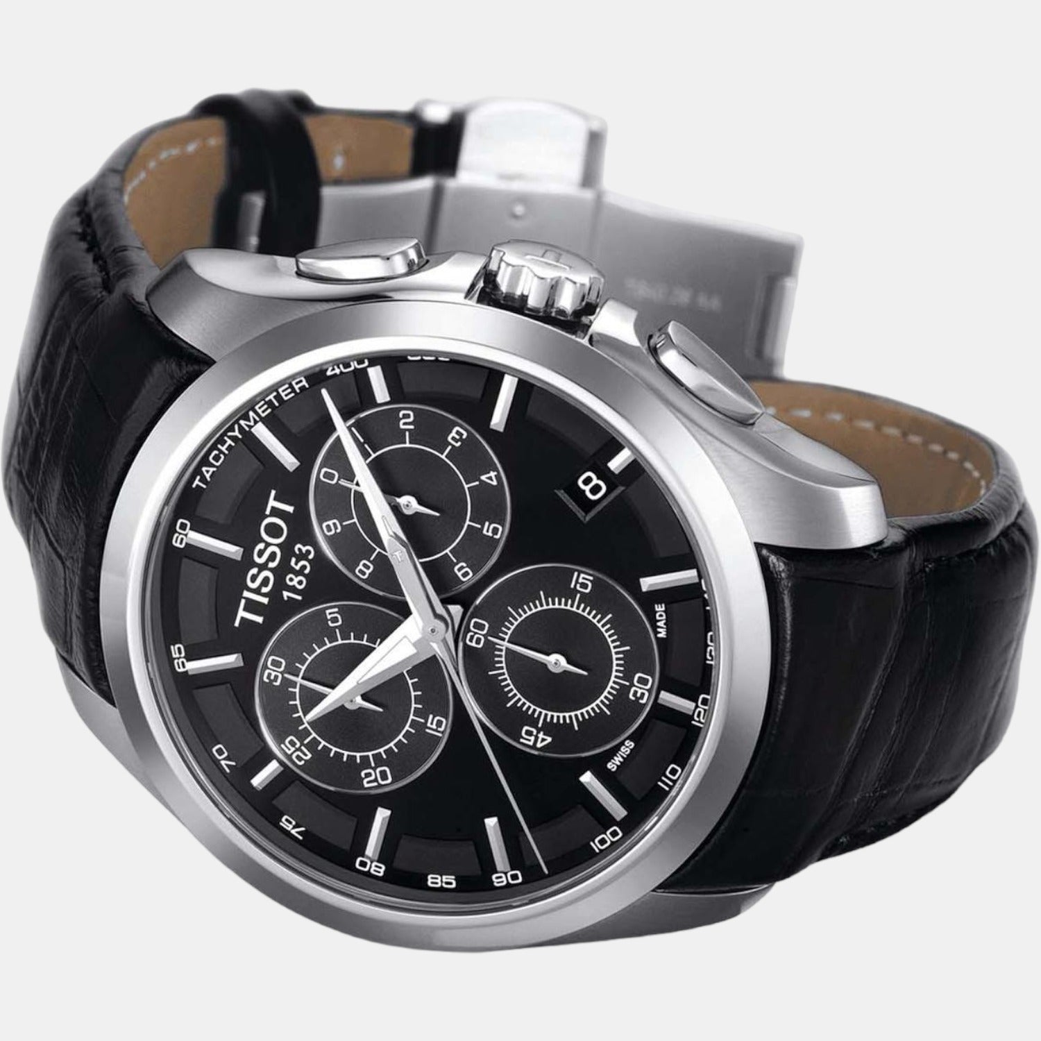 Couturier Men Quartz Black Dial Chronograph Leather Watch T0356171605100