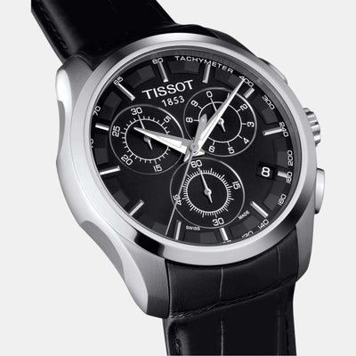 Couturier Men Quartz Black Dial Chronograph Leather Watch T0356171605100