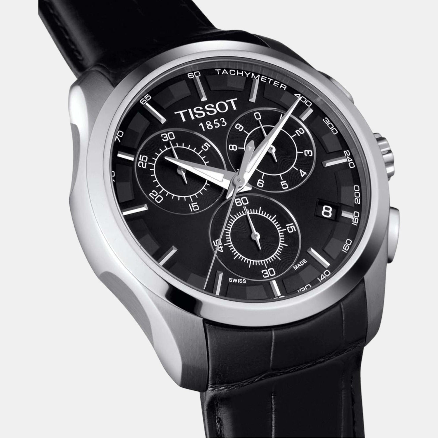 Couturier Men Quartz Black Dial Chronograph Leather Watch T0356171605100