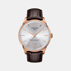 Chemin Des Tourelles Men Automatic Silver Dial Analog Leather Watch T0994073603700