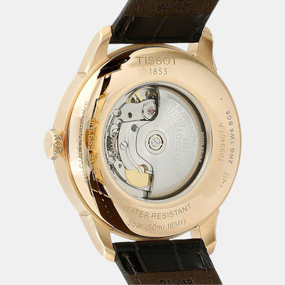 Chemin Des Tourelles Men Automatic Silver Dial Analog Leather Watch T0994073603700