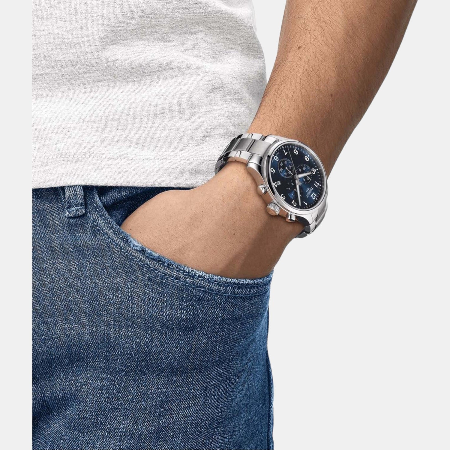 Chrono Xl Classic Men Quartz Blue Dial Chronograph Stainless Steel Watch T1166171104701