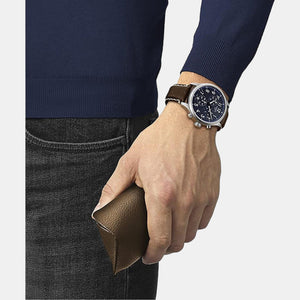 Chrono Xl Vintage Men Blue Chronograph Leather Watch T1166171604200
