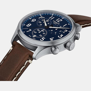 Chrono Xl Vintage Men Blue Chronograph Leather Watch T1166171604200