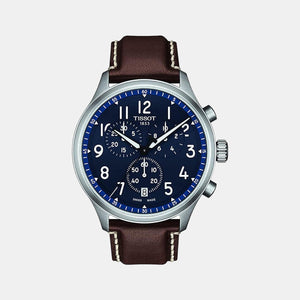 Chrono Xl Vintage Men Blue Chronograph Leather Watch T1166171604200