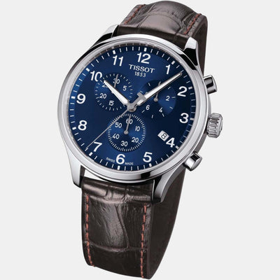 Chrono Xl Classic Men Quartz Blue Dial Chronograph Leather Watch T1166171604700