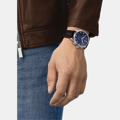 Chrono Xl Classic Men Quartz Blue Dial Chronograph Leather Watch T1166171604700