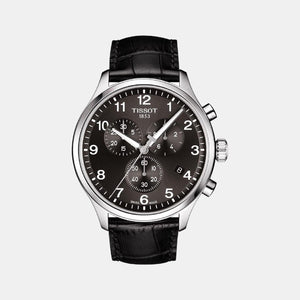 Chrono Xl Classic Men Quartz Black Dial Chronograph Leather Watch T1166171605700