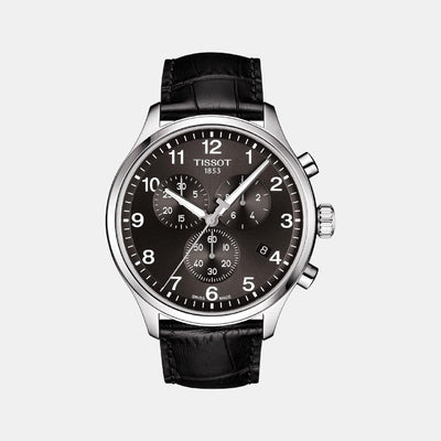 Chrono Xl Classic Men Quartz Black Dial Chronograph Leather Watch T1166171605700