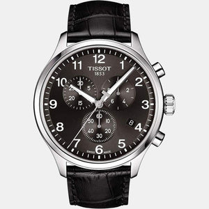 Chrono Xl Classic Men Quartz Black Dial Chronograph Leather Watch T1166171605700