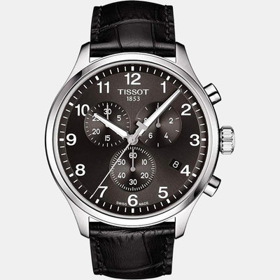 Chrono Xl Classic Men Quartz Black Dial Chronograph Leather Watch T1166171605700