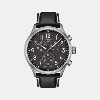 Chrono Xl Men Quartz Black Dial Chronograph Leather Watch T1166171606200
