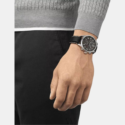 Chrono Xl Men Quartz Black Dial Chronograph Leather Watch T1166171606200