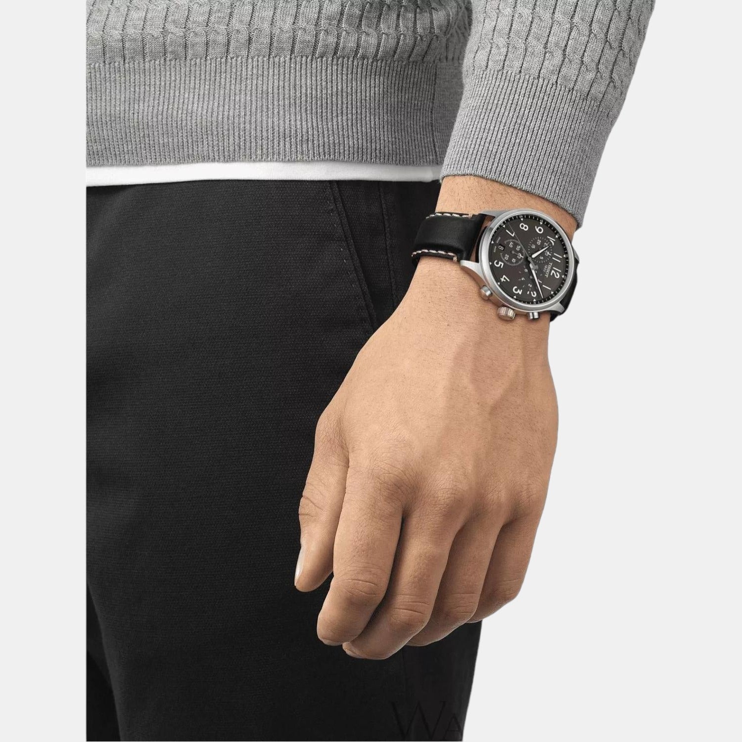 Chrono Xl Men Quartz Black Dial Chronograph Leather Watch T1166171606200