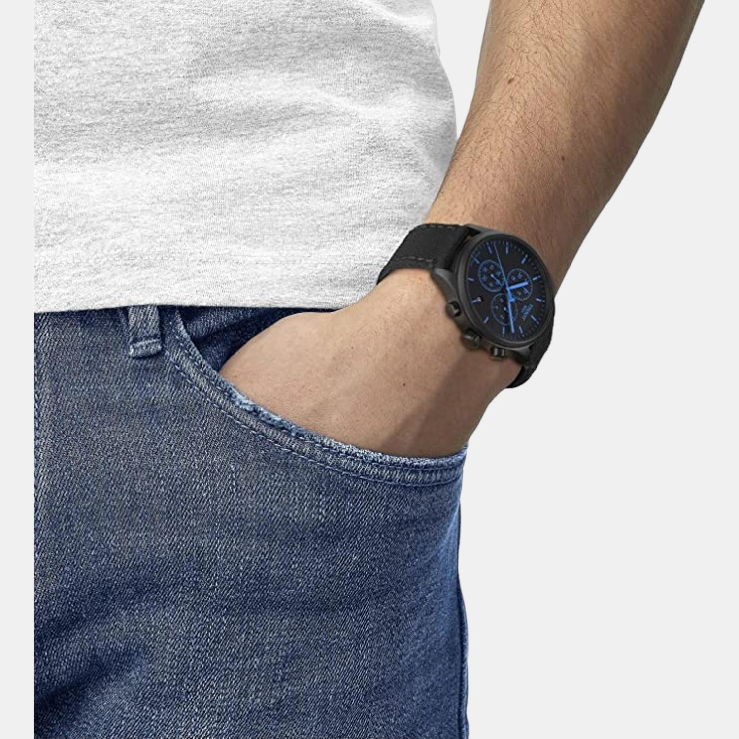 Chrono Xl Men Quartz Black Dial Chronograph Leather Watch T1166173705100