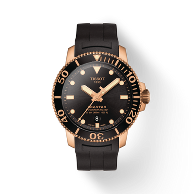 Tissot T-Sport Black Dial Men 43mm Seastar 1000 powermatic 80 Silicium